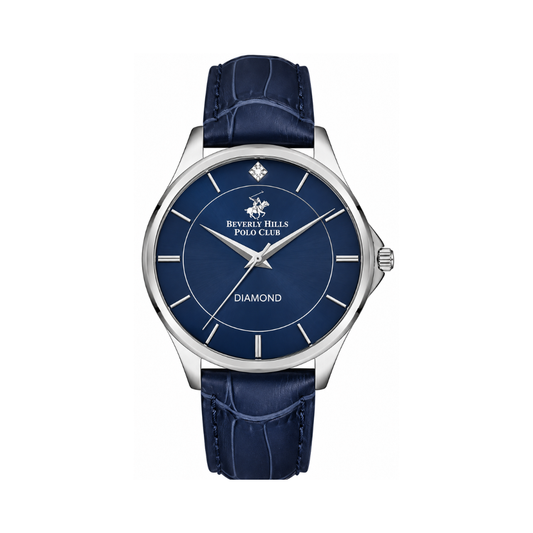 Beverly Hills Polo Club Men's Blue Sunray Dial Blue Leather Watch BP3240X.399