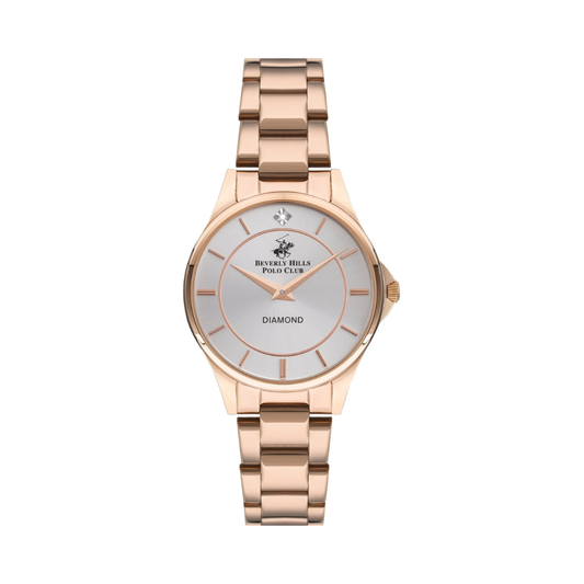 Beverly Hills Polo Club BP3241X.430 Women's White Dial Rose Gold Diamond Stainless Steel Watch