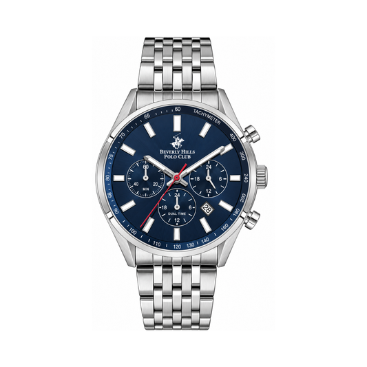 Beverly Hills Polo Club Men's Dark Blue Sunray Dial Stainless Steel Multifunction Watch BP3249X.390