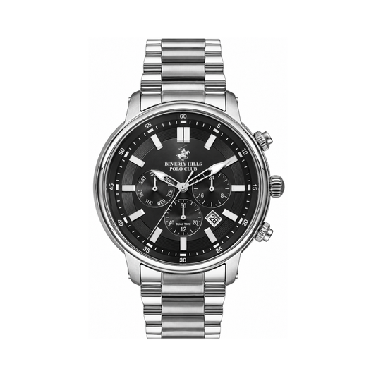 Beverly Hills Polo Club Men's Gun Black Sunray Dial Stainless Steel Multifunction Watch BP3254X.350