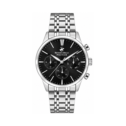 Beverly Hills Polo Club BP3367X.350 Men's Black Dial Multifunction Chronograph Stainless Steel Watch