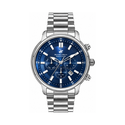 Beverly Hills Polo Club Men's Dark Blue Sunray Dial Stainless Steel Multifunction Watch BP3254X.390