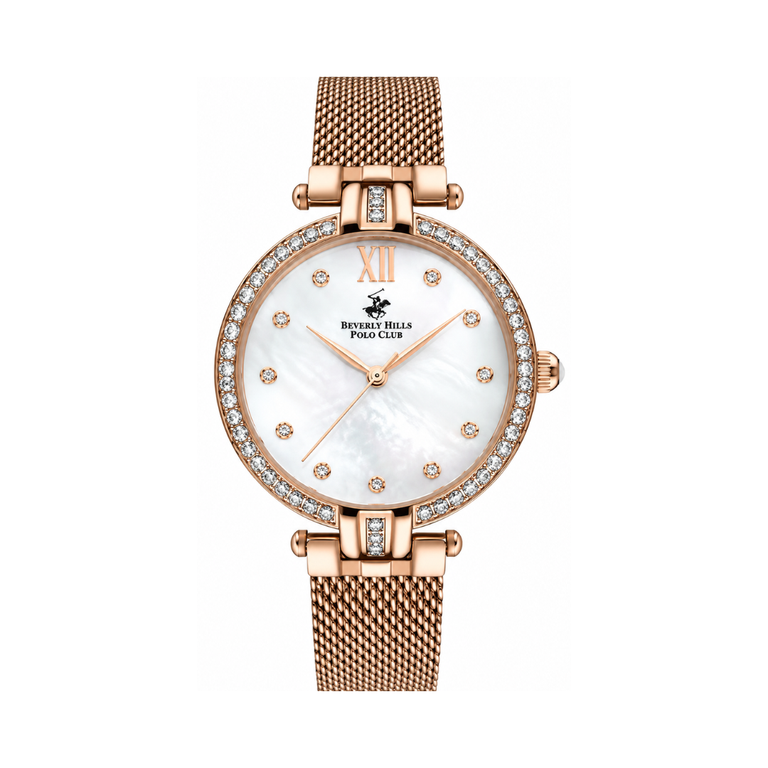 Beverly Hills Polo Club Women's Silver Dial Rose Gold Stainless Steel Watch BP3257C.420