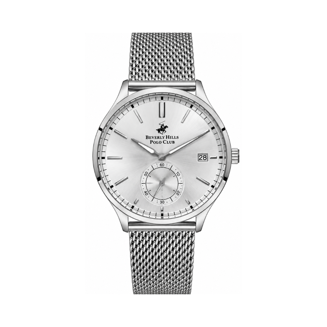 Beverly Hills Polo Club Men's Silver Dial Stainless Steel Date Watch BP3259X.330