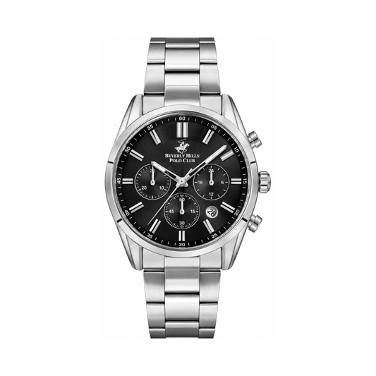Beverly Hills Polo Club Men's Black Dial Silver Stainless Steel Multifunction Watch BP3262X.350