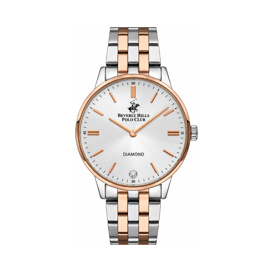 Beverly Hills Polo Club BP3289X.530 Women's Silver Dial Rose Gold Stainless Steel Diamond Watch