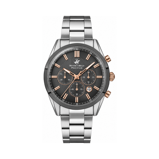 Beverly Hills Polo Club Men's Grey Dial Stainless Steel Multifunction Watch BP3262X.360