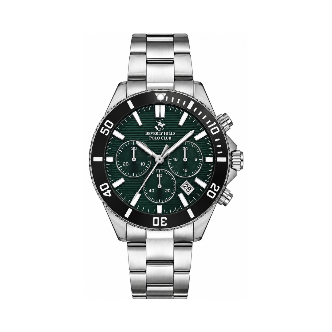 Beverly Hills Polo Club Men's Dark Green Sunray Dial Stainless Steel Multifunction Watch BP3276X.370