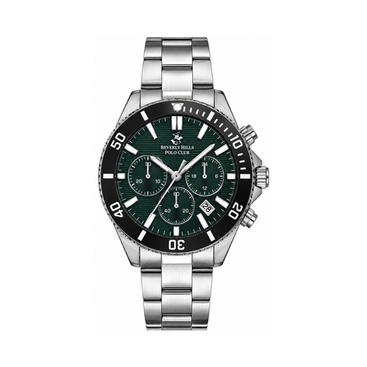 Beverly Hills Polo Club Men's Dark Green Sunray Dial Stainless Steel Multifunction Watch BP3276X.370