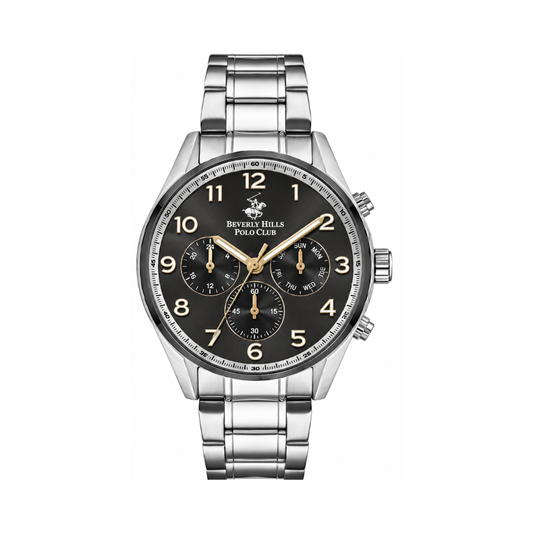 Beverly Hills Polo Club Men's Gun Black V.Brush Dial Stainless Steel Multifunction Watch BP3281X.360