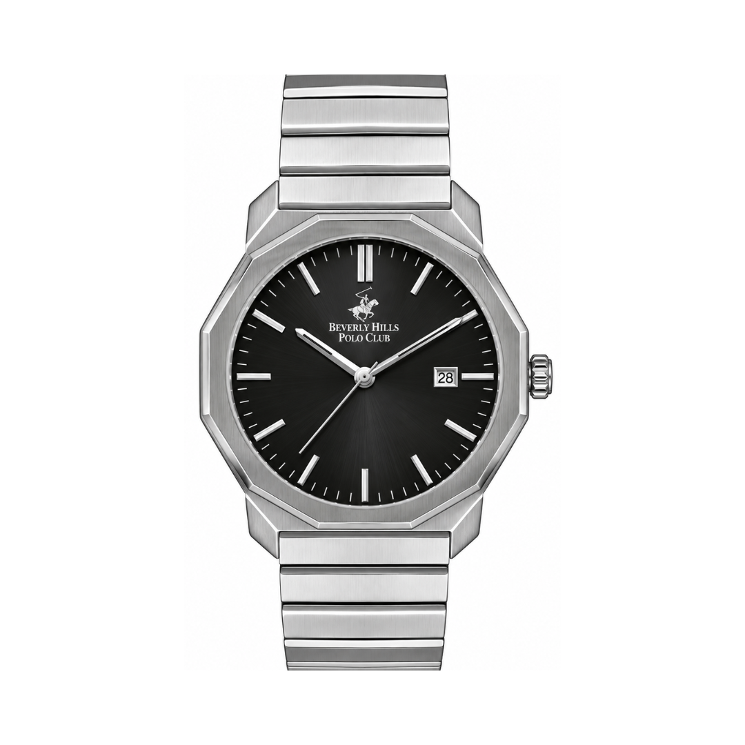 Beverly Hills Polo Club Men's Black Dial Stainless Steel Date Watch BP3285X.350