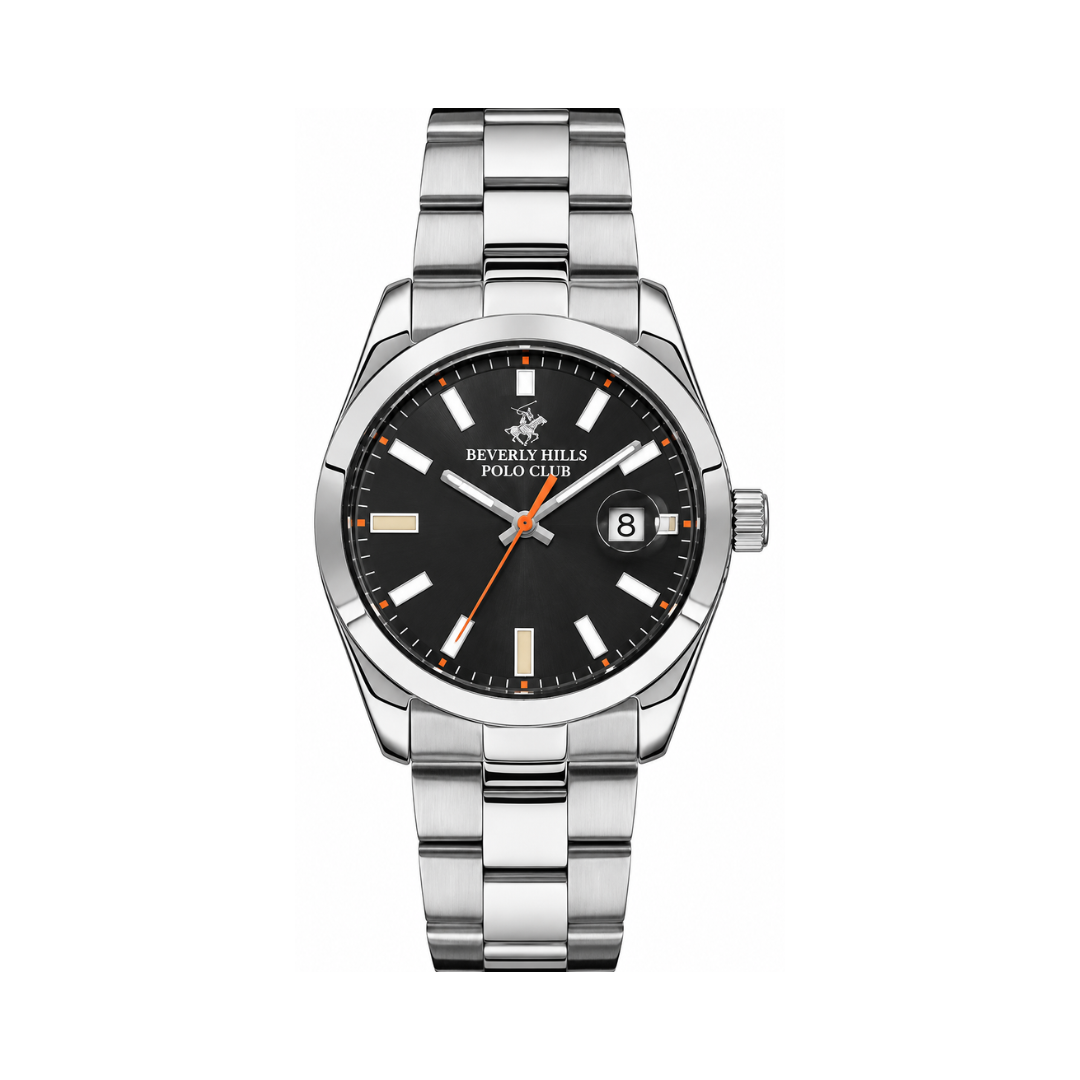 Beverly Hills Polo Club Men's Gun Black Sunray Brush Dial Stainless Steel Date Watch BP3288X.350