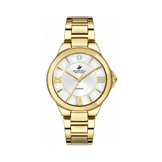 Beverly Hills Polo Club BP3228X.120 Women's White Dial Gold Stainless Steel Diamond Watch