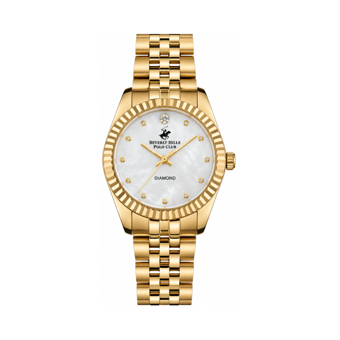 Beverly Hills Polo Club Women's White MOP Dial Rose Gold Stainless Steel Diamond Watch BP3295X.420