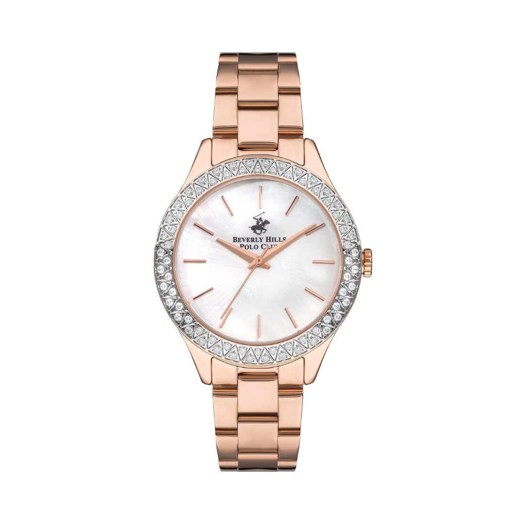 Beverly Hills Polo Club BP3291C.420 Women's White Dial Rose Gold Stainless Steel Watch