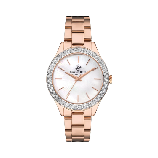 Beverly Hills Polo Club BP3291C.420 Women's White Dial Rose Gold Stainless Steel Watch