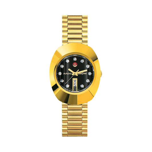 Rado Original Automatic R12413613 Black Dial Diamond Yellow Gold Men's Watch