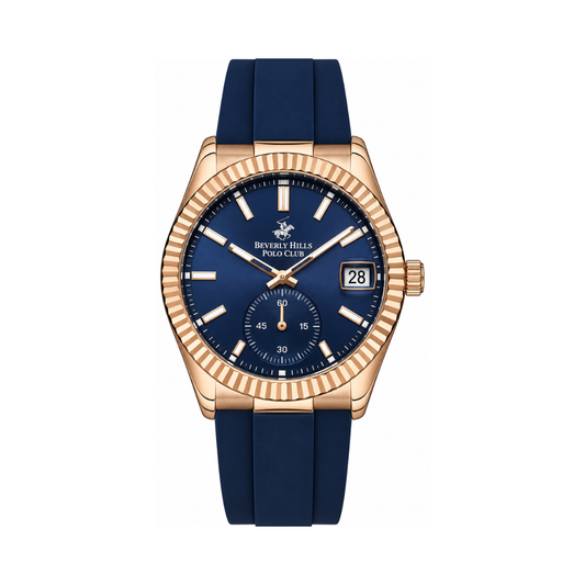 Beverly Hills Polo Club Men's Dark Blue Dial Dark Blue Silicone Strap Watch BP3325X.499