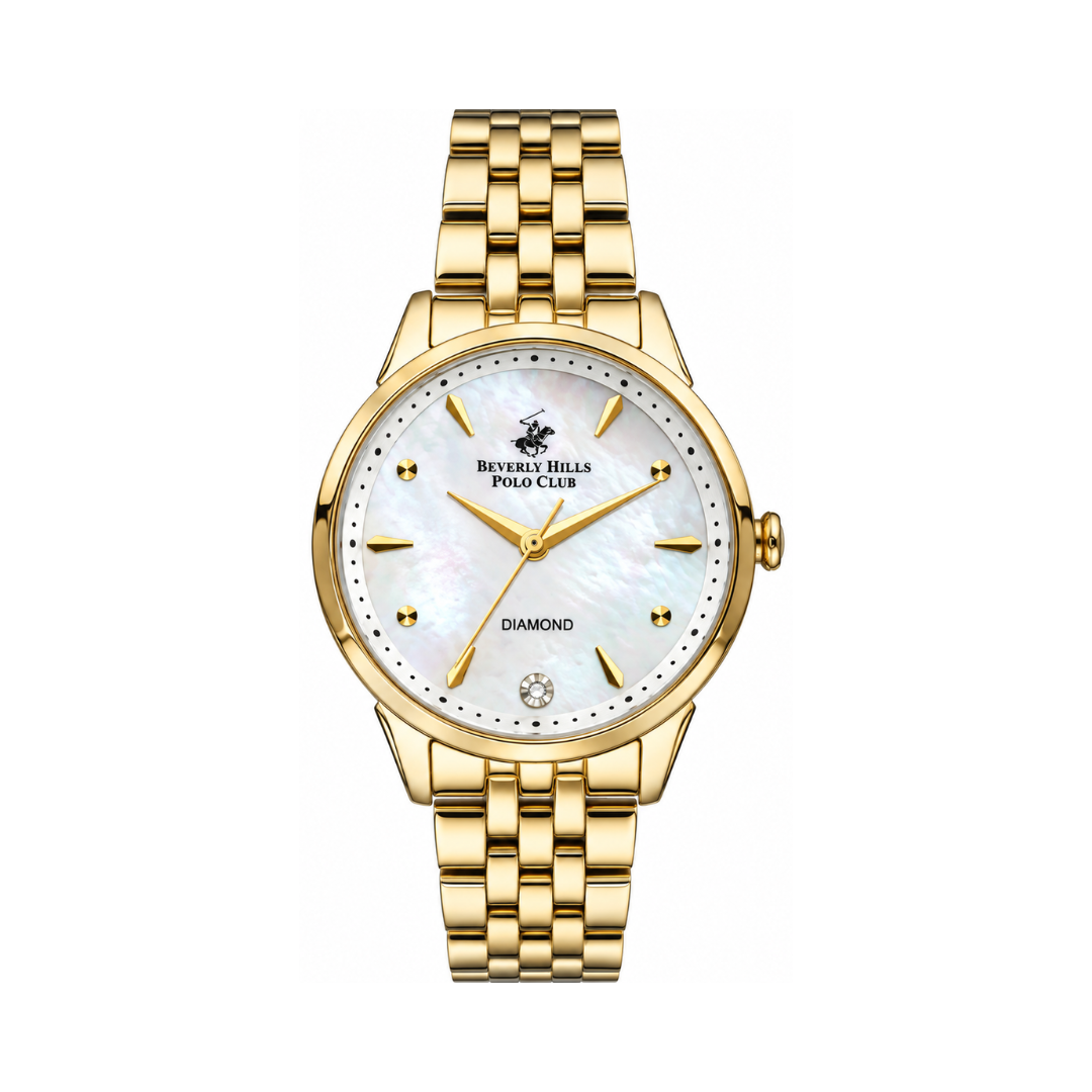 Beverly Hills Polo Club BP3293X.120 Women's MOP White Dial Gold Stainless Steel Diamond Watch