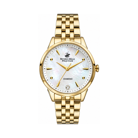Beverly Hills Polo Club BP3293X.120 Women's MOP White Dial Gold Stainless Steel Diamond Watch