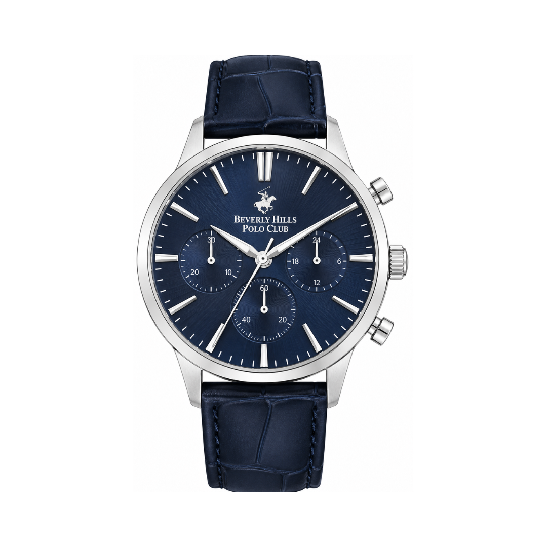 Beverly Hills Polo Club Men's Dark Blue Dial Dark Blue Leather Multifunction Chronograph Watch BP3368X.399