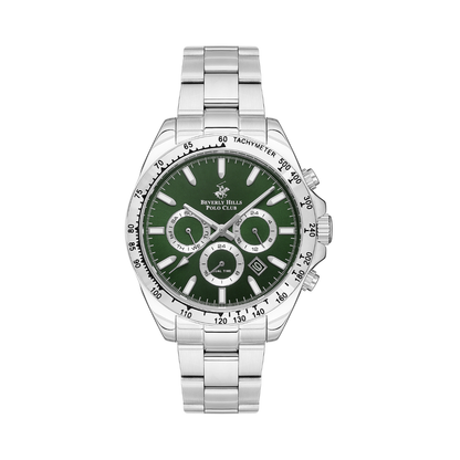Beverly Hills Polo Club BP3127X.370 Men's Dark Green Dial Multifunction Stainless Steel Watch