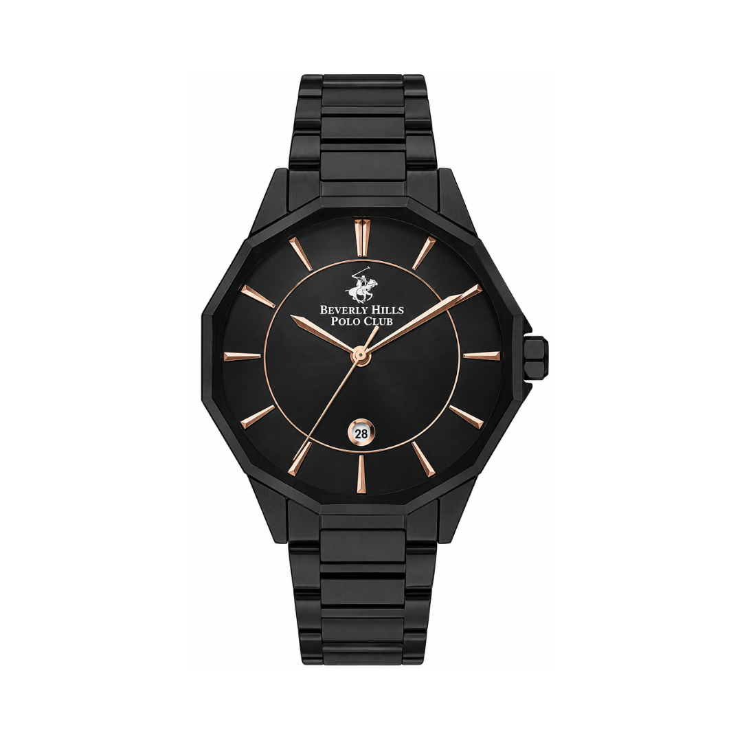 Beverly Hills Polo Club Men's Black Dial Black Stainless Steel Date Watch BP3375X.650