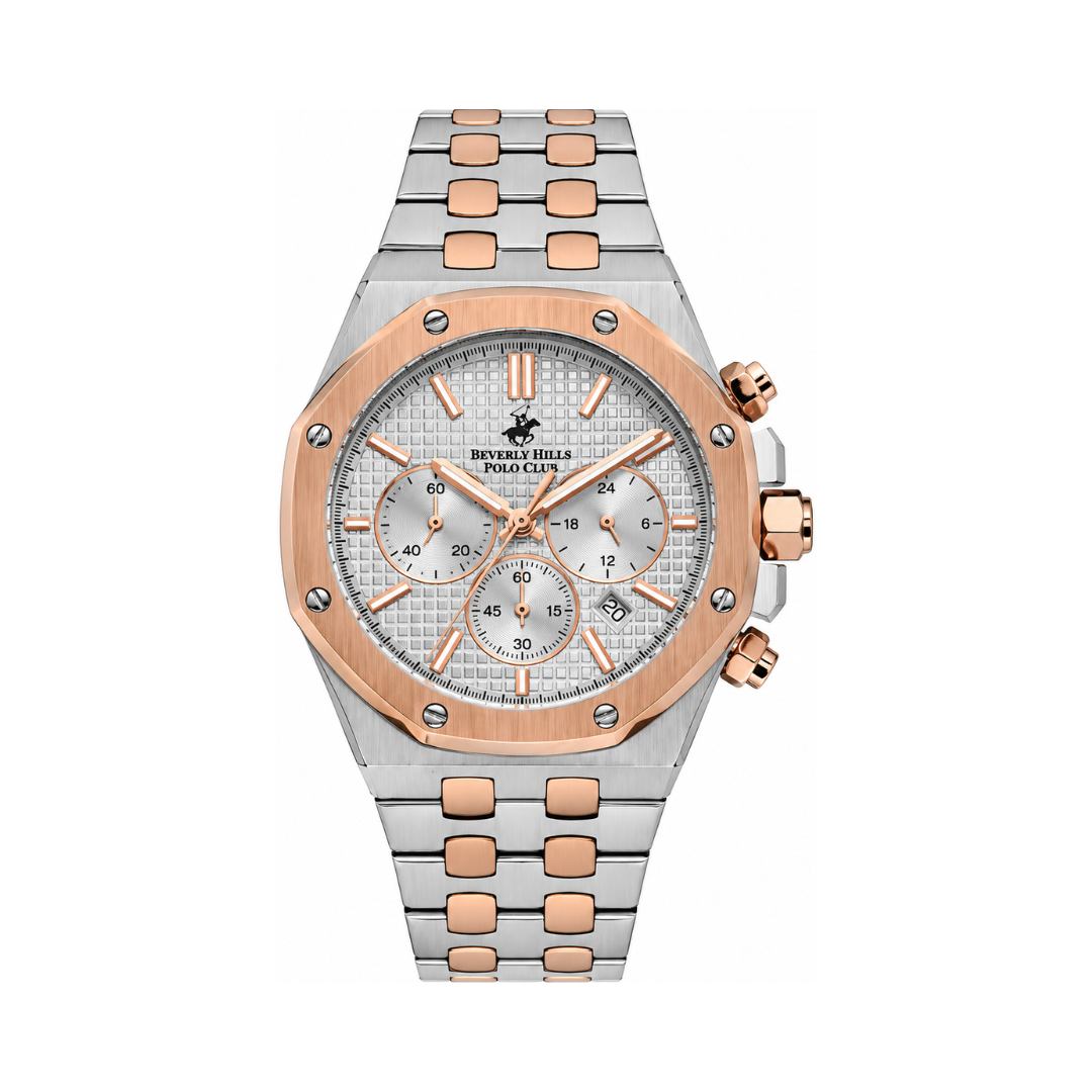 Beverly Hills Polo Club BP3051X.530 Men's Silver Dial Two-Tone Multifunction Stainless Steel Watch