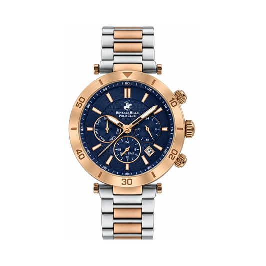 Beverly Hills Polo Club BP3209X.590 Men's Blue Dial Two-Tone Multifunction Stainless Steel Watch
