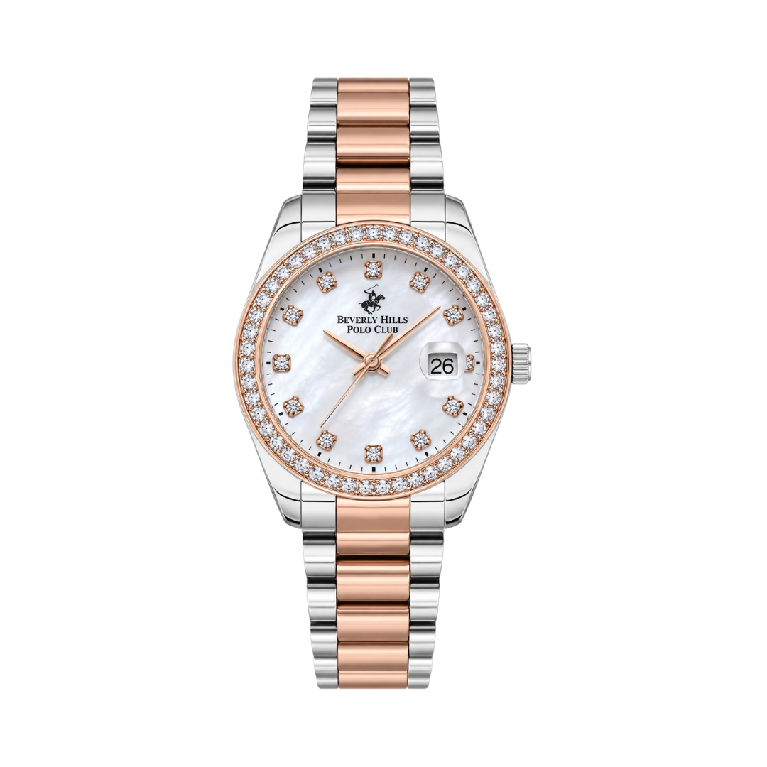 Beverly Hills Polo Club Women's MOP Dial Two-Tone Stainless Steel Crystal Watch BP3596C.530