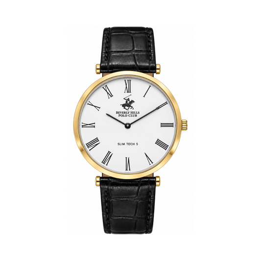 Beverly Hills Polo Club Men's White Dial Black Leather Quartz Watch BP3615X.131
