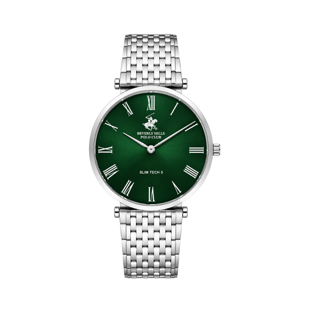 Beverly Hills Polo Club Men's Green Dial Silver Stainless Steel Watch BP3616X.370