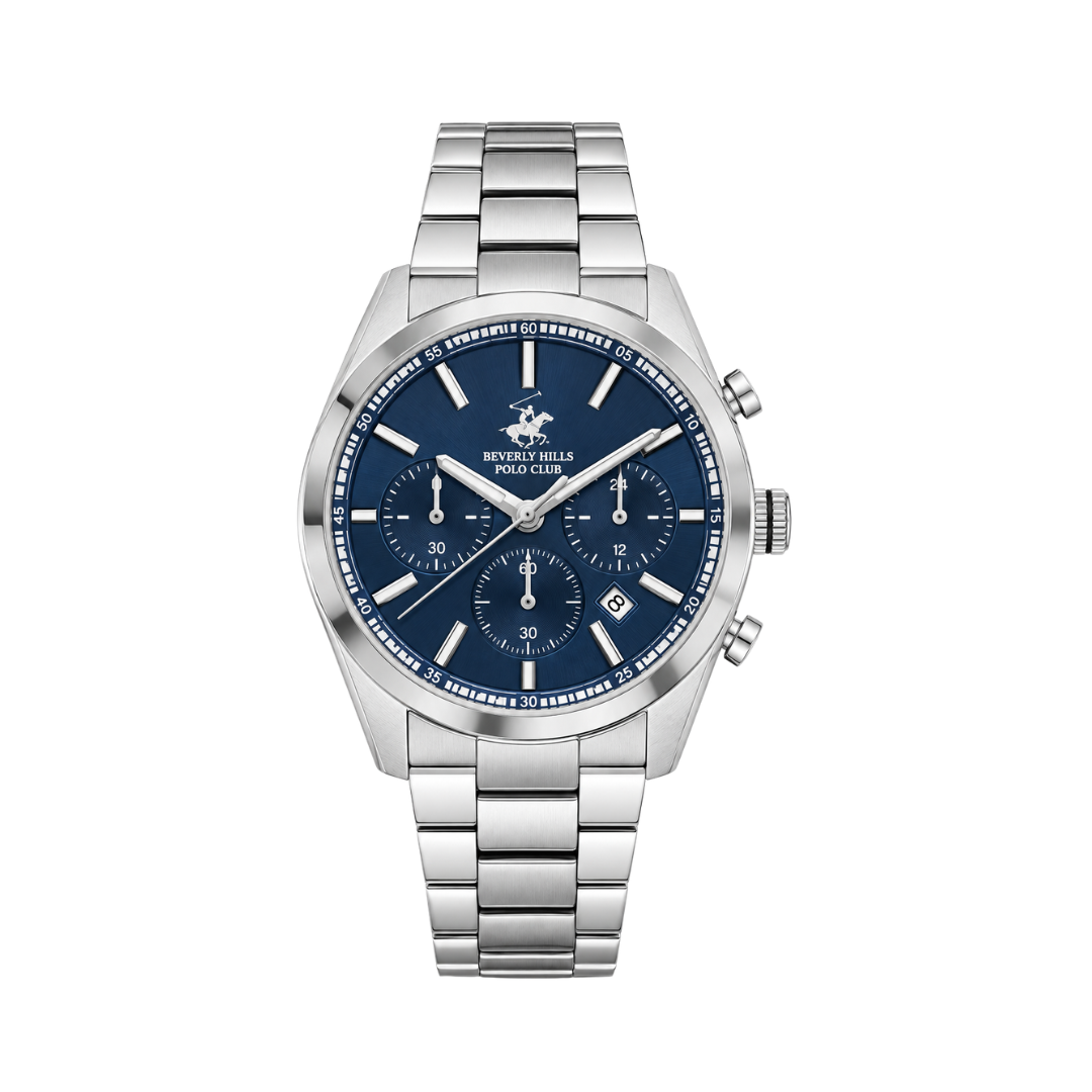 Beverly Hills Polo Club Men's Dark Blue Dial Silver Stainless Steel Multifunction Watch BP3618X.390