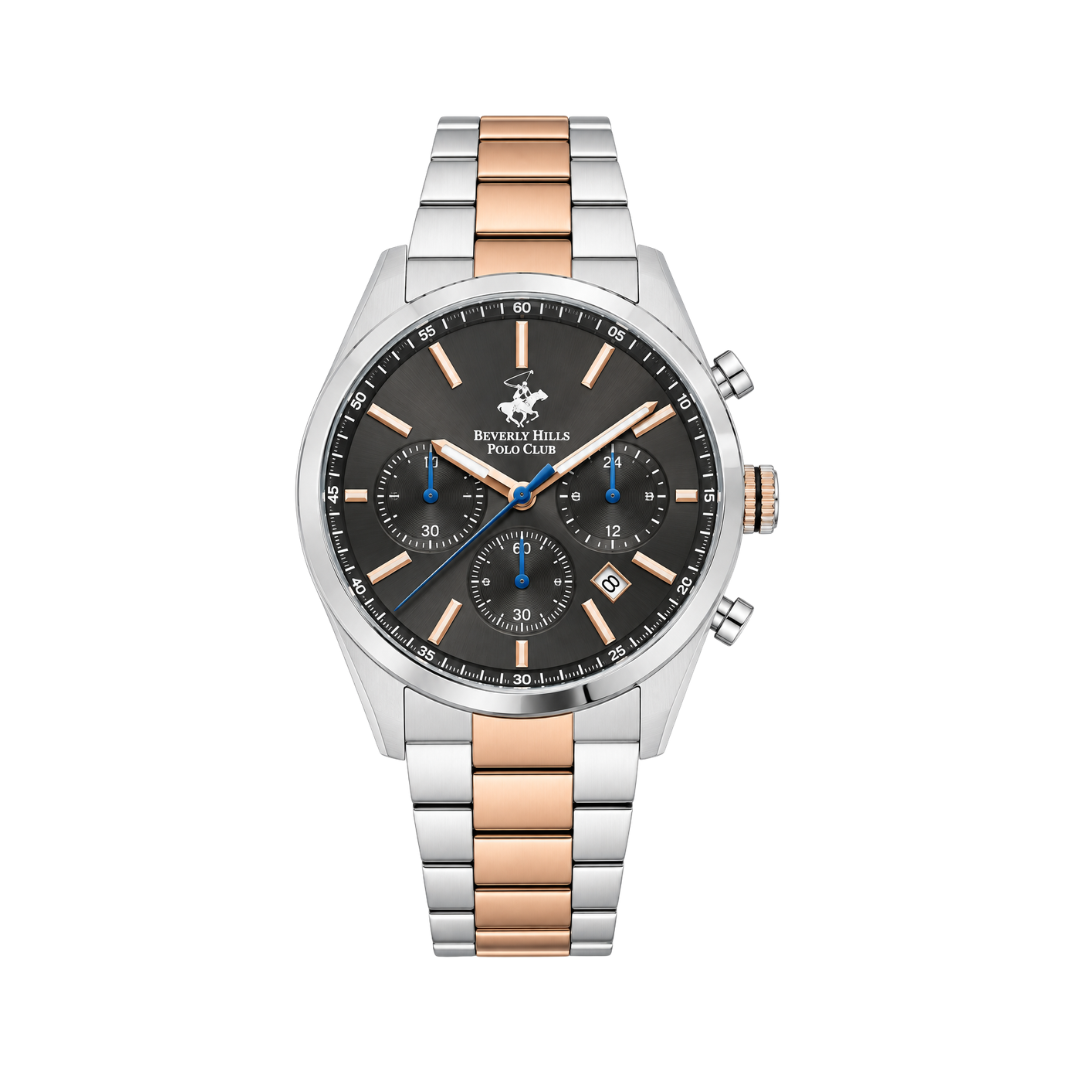 Beverly Hills Polo Club Men's Grey Dial Two-Tone Stainless Steel Multifunction Watch BP3618X.560