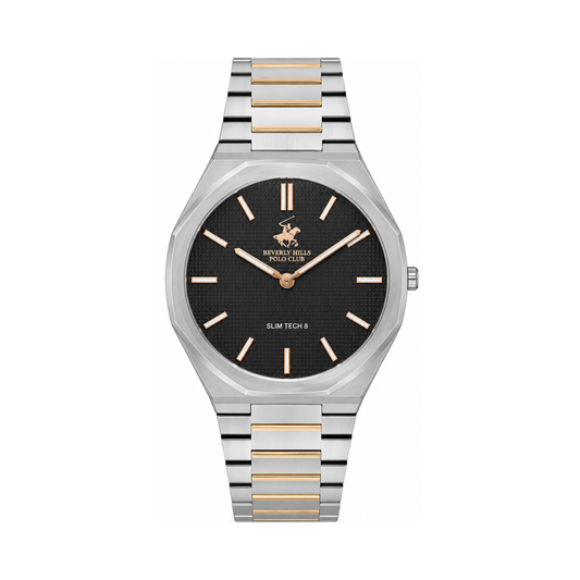Beverly Hills Polo Club Men's Black Dial Two-Tone Stainless Steel Watch BP3604X.360
