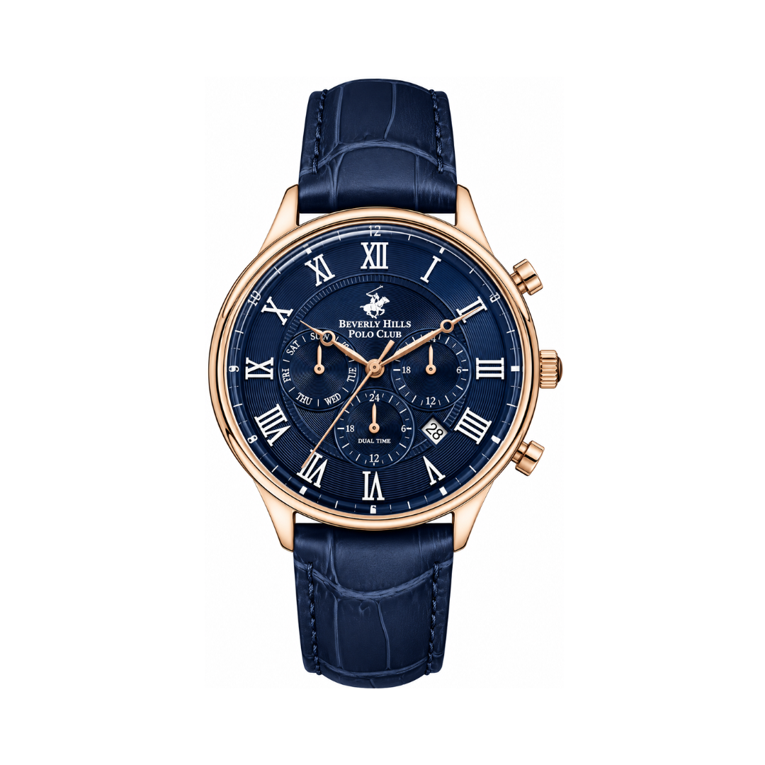 Beverly Hills Polo Club BP3238X.499 Men's Blue Dial Rose Gold Stainless Steel Watch