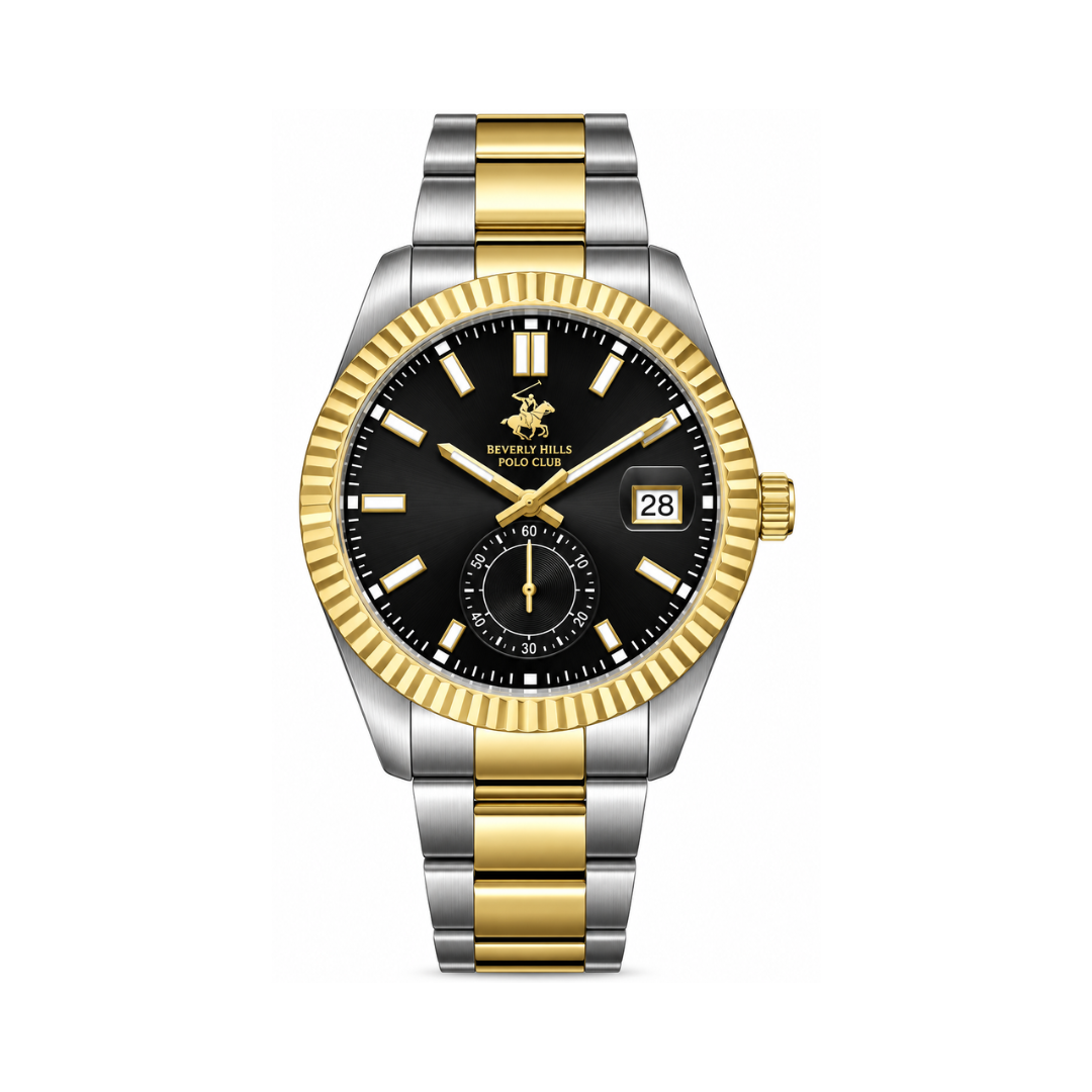 Beverly Hills Polo Club Men's Black Dial Two-Tone Stainless Steel Watch BP3652X.250