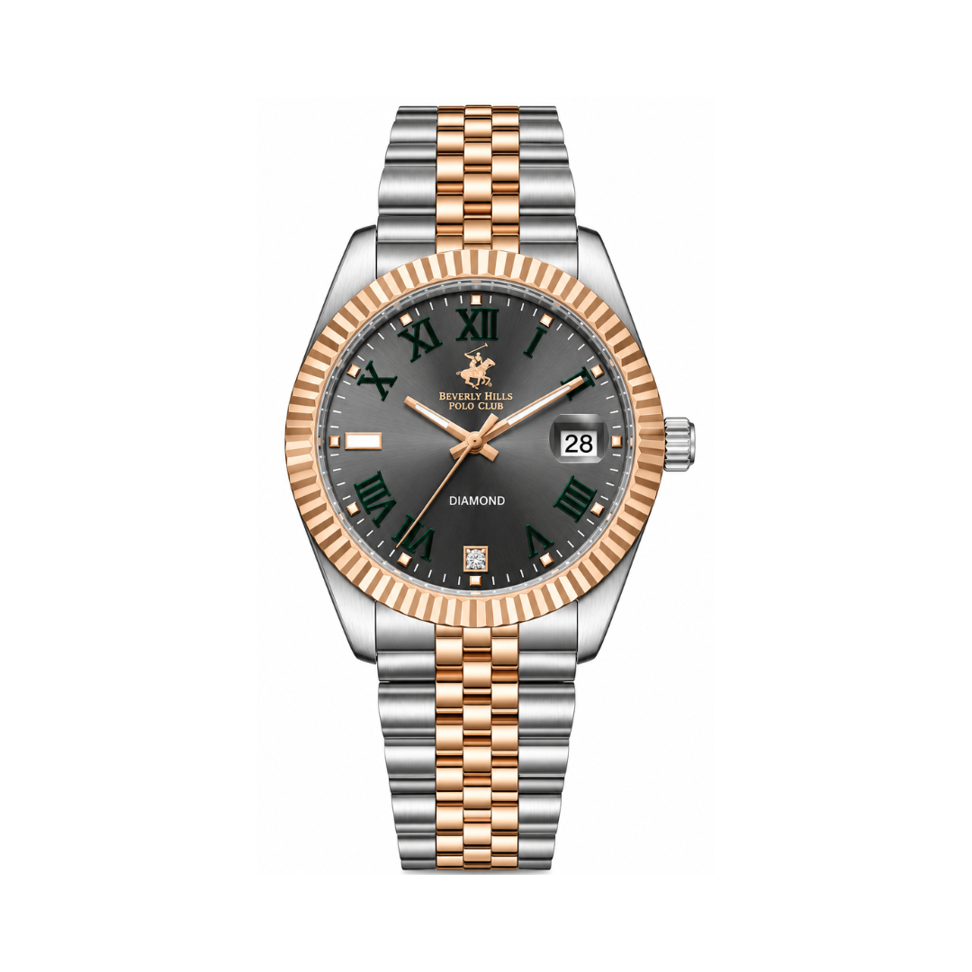 Beverly Hills Polo Club Men's Black Dial Two-Tone Stainless Steel Diamond Watch BP3665X.560