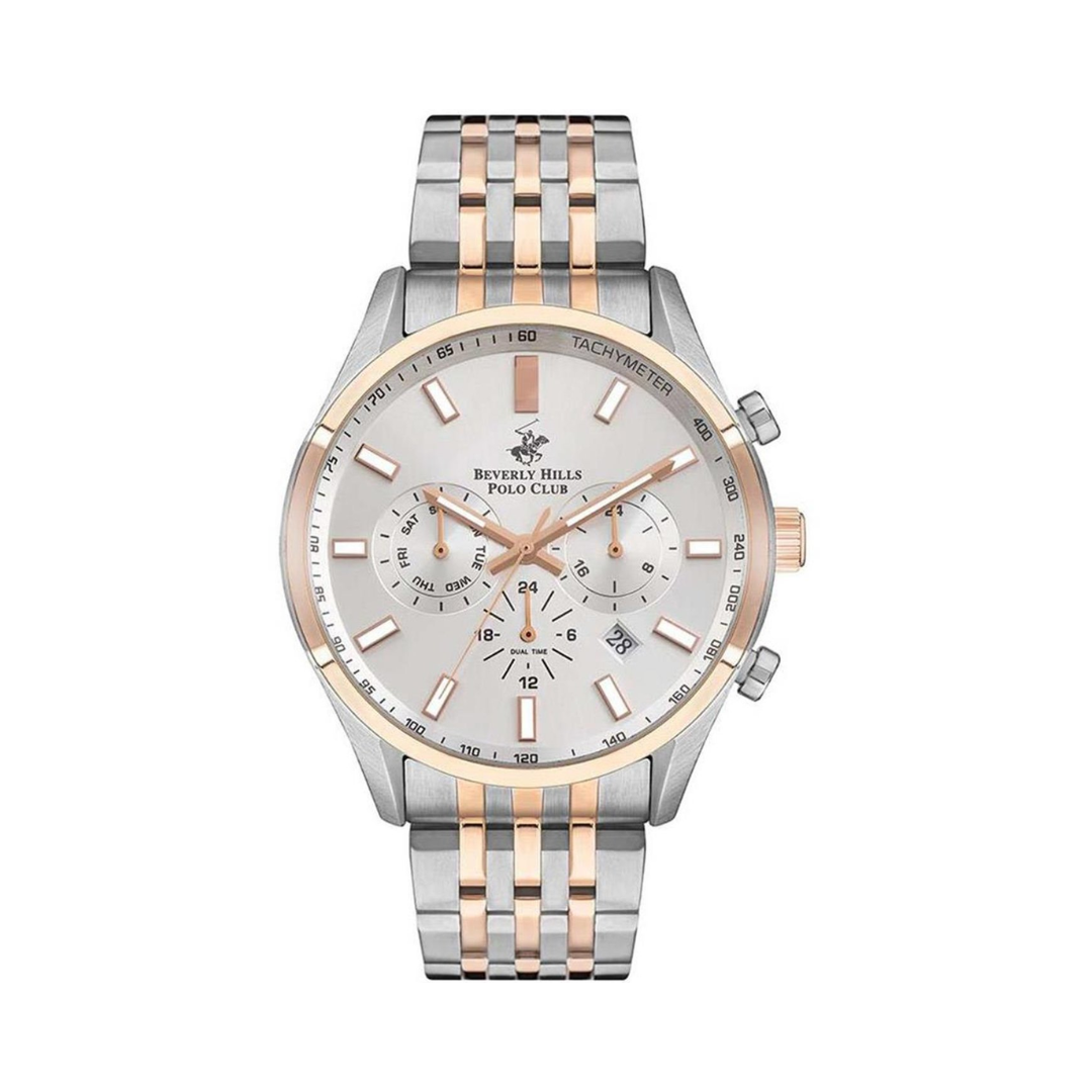 Beverly Hills Polo Club BP3249X.530 Men's Silver Dial Two-Tone Multifunction Stainless Steel Watch