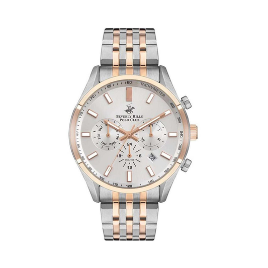 Beverly Hills Polo Club BP3249X.530 Men's Silver Dial Two-Tone Multifunction Stainless Steel Watch