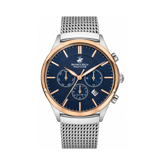 Beverly Hills Polo Club BP3233X.590 Men's Dark Blue Dial Two-Tone Multifunction Stainless Steel Watch