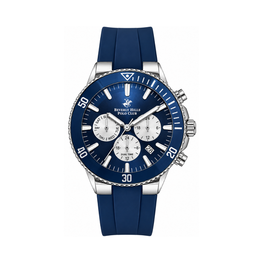 Beverly Hills Polo Club BP3248X.420 Men's Blue Dial Dual Time Rubber Strap Watch