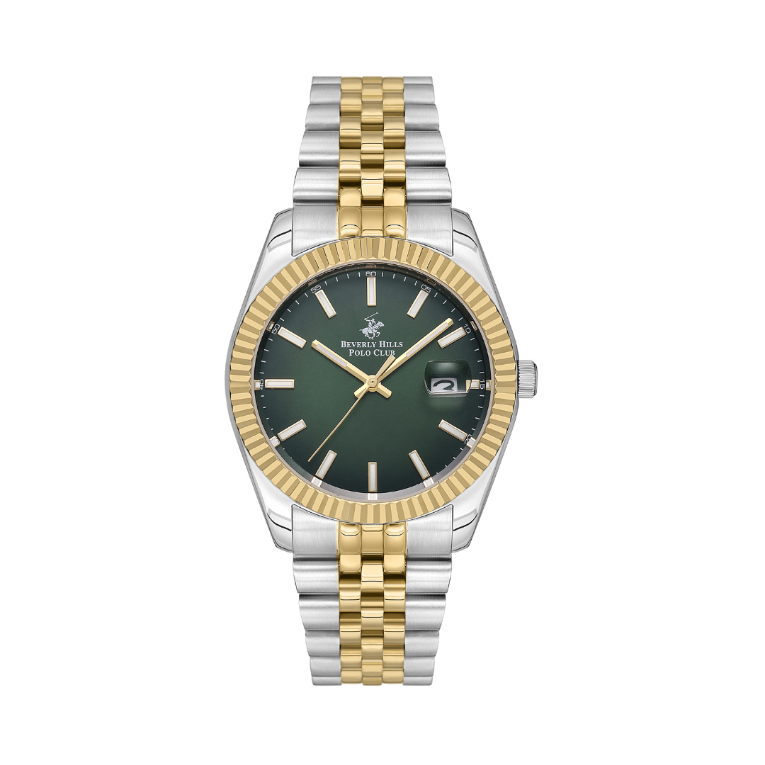 Beverly Hills Polo Club BP3018X.270 Men's Green Dial Two-Tone Stainless Steel Watch