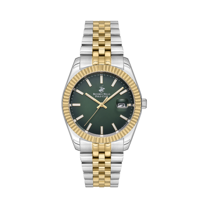 Beverly Hills Polo Club BP3018X.270 Men's Green Dial Two-Tone Stainless Steel Watch