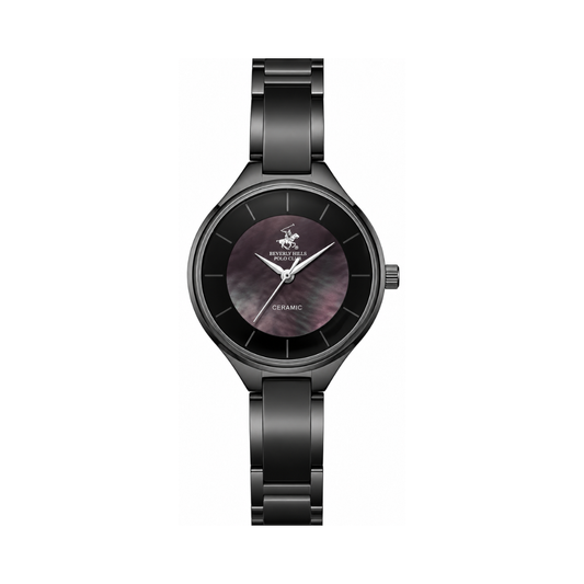 Beverly Hills Polo Club Women's Black MOP Dial Black Stainless Steel Ceramic Watch BP3706C.851