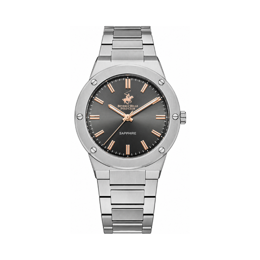 Beverly Hills Polo Club Men's Grey Dial Silver Stainless Steel Quartz Watch BP3717X.360
