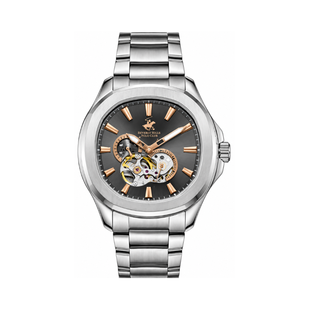 Beverly Hills Polo Club Men's Grey Dial Silver Stainless Steel Automatic Multifunction Watch BP3728X.360