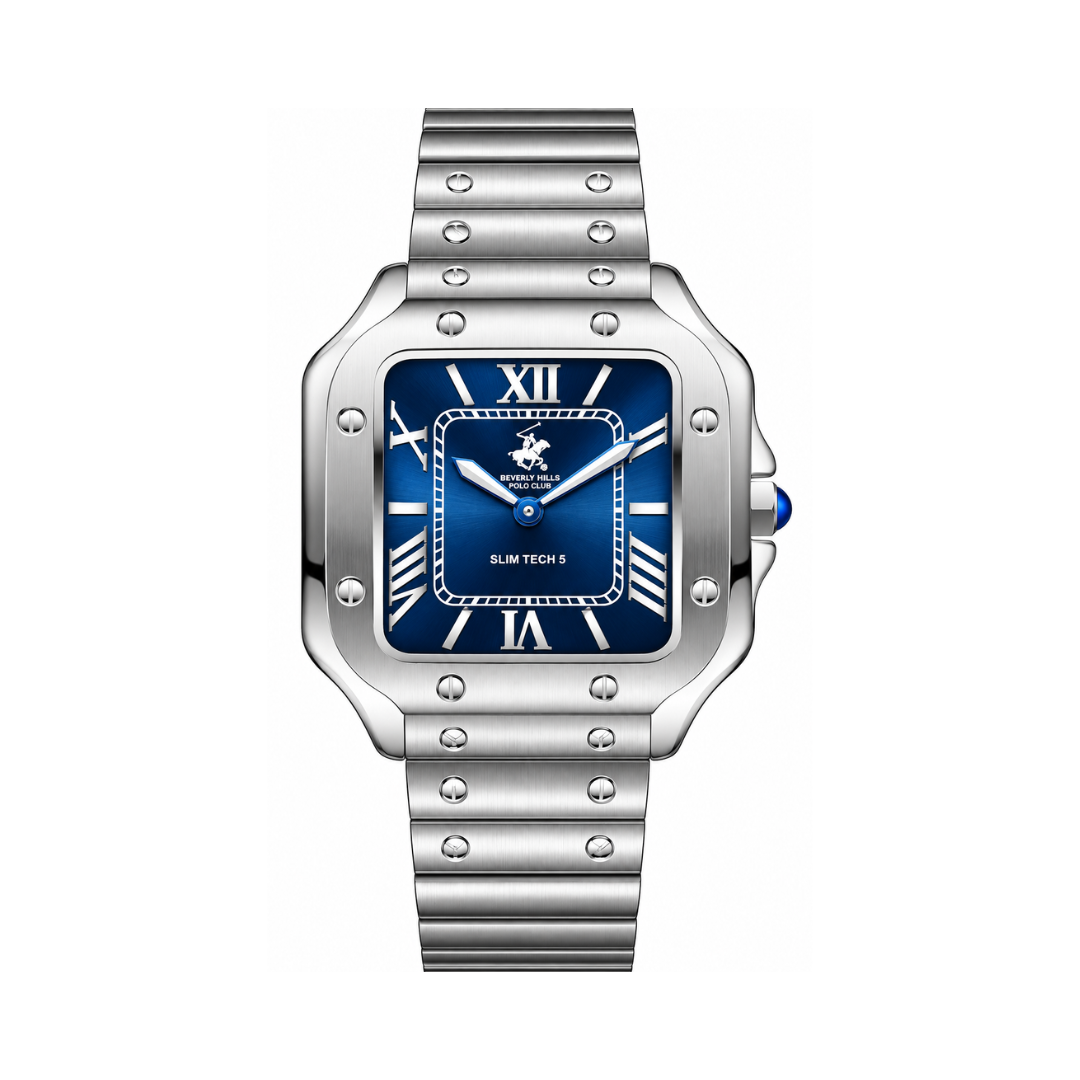 Beverly Hills Polo Club Men's Dark Blue Dial Silver Stainless Steel Quartz Watch BP3729X.390