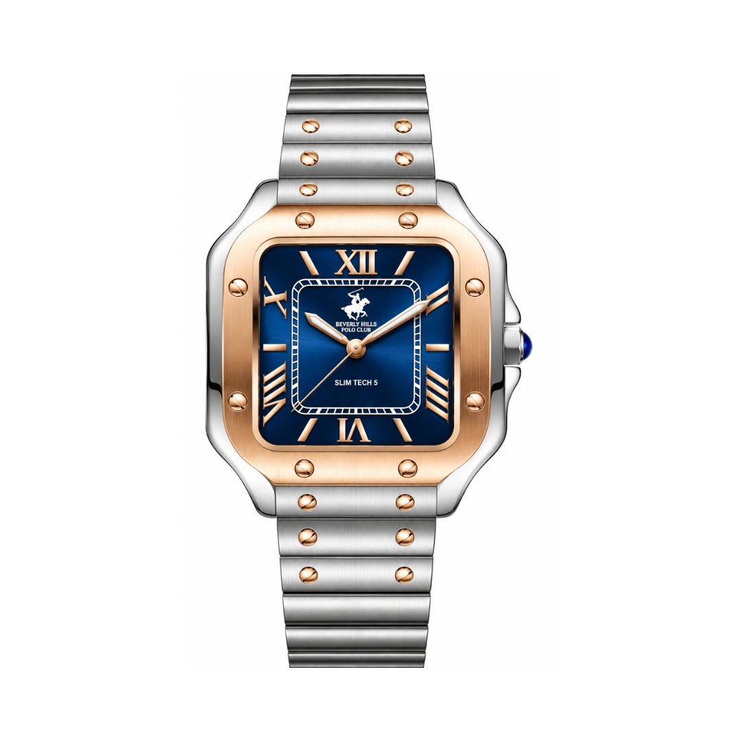 Beverly Hills Polo Club Men's Dark Blue Dial Silver & Rose Gold Stainless Steel Quartz Watch BP3729X.570