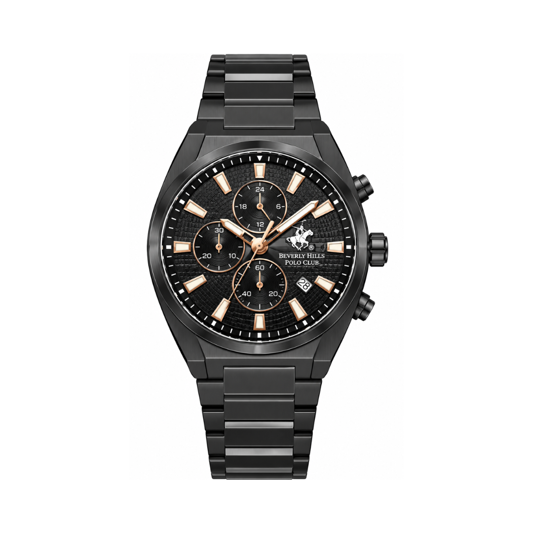 Beverly Hills Polo Club Men's Black Dial Black Stainless Steel Multifunction Quartz Watch BP3733X.651